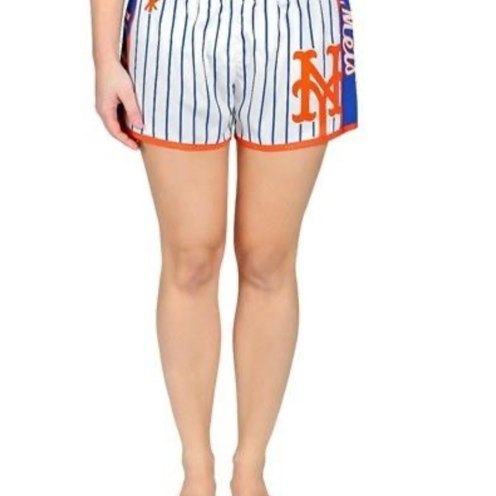 NEW YORK METS MLB WOMENS PINSTRIPE POLYESTER SHORTS SIZE L